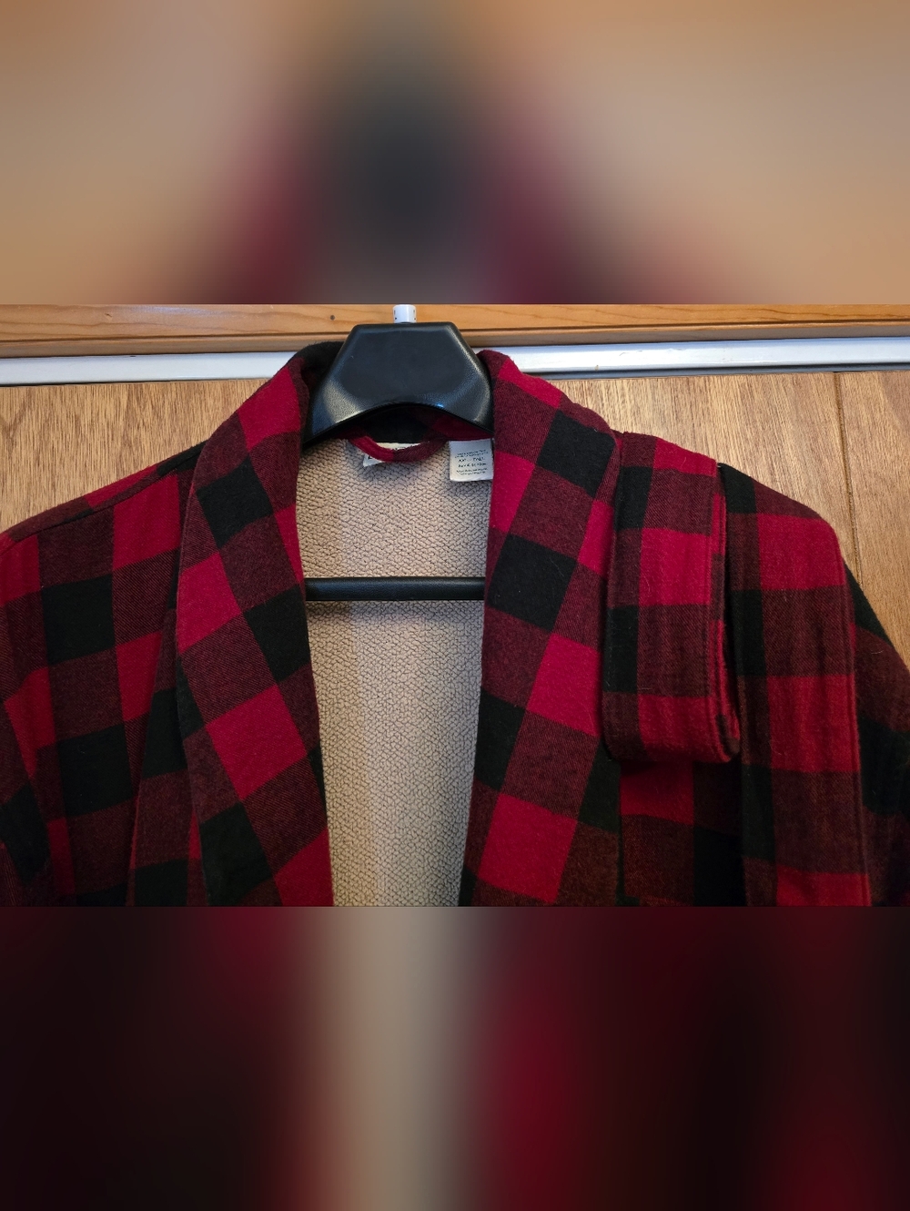 L.L. Bean Red & Black Buffalo Plaid Robe, XXL Tall - Picture 3 of 5